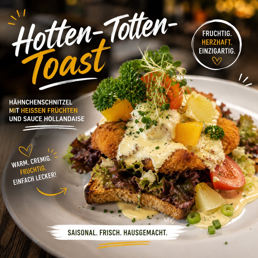 Hotten-Totten-Toast – Hähnchenschnitzel mit heißen Früchten und Sauce Hollandaise